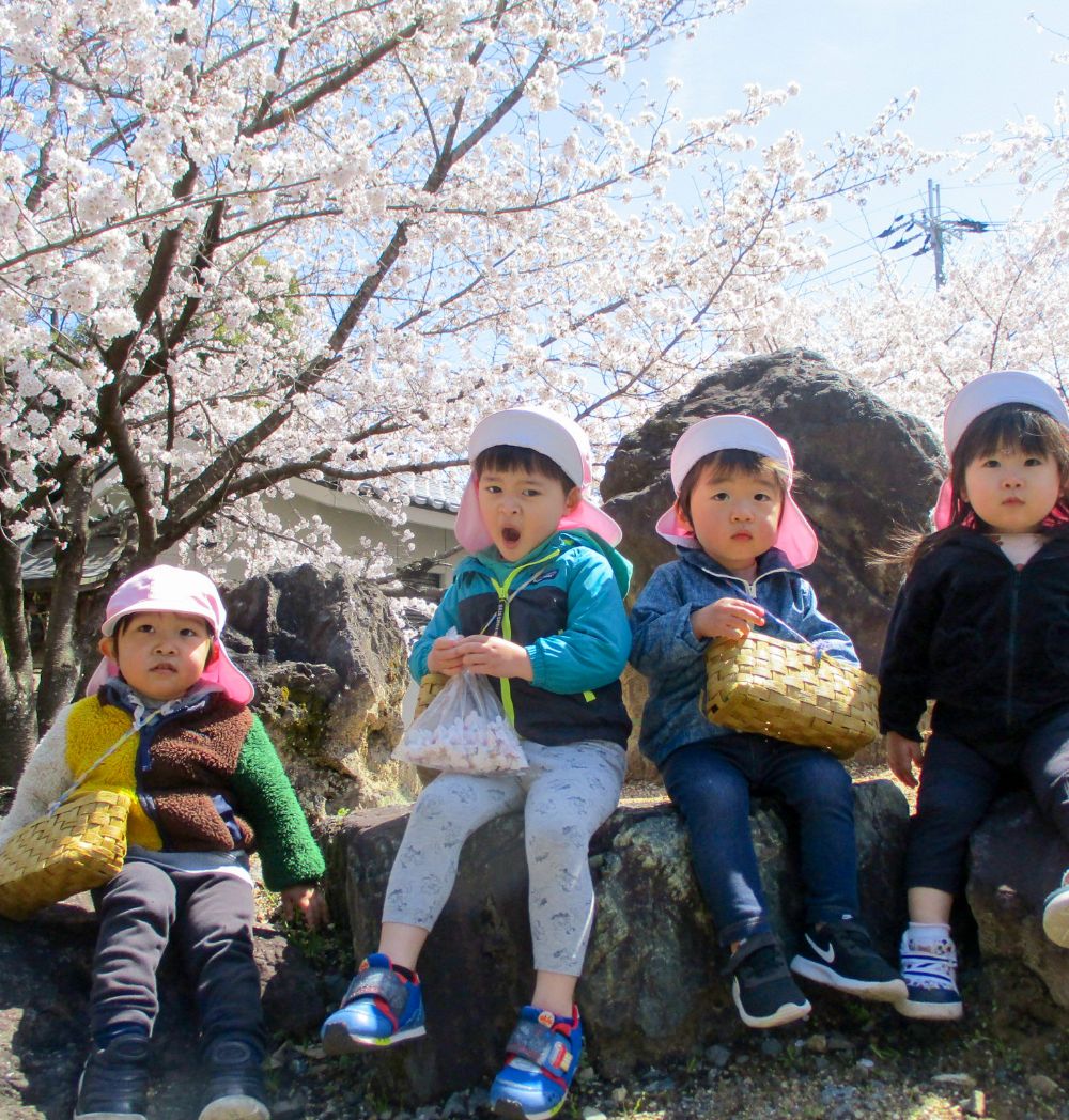 画像：花見をする園児